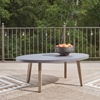 image:imageSignature Design by Ashley Francis Beach Outdoor Coffee Table WoodLook Aluminum Frame With StoneLook Top WeatherReady Outside Patio Table for Deck or Poolside 48 W x 30 D x 18 H
