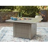 image:imageSignature Design by Ashley Haven Retreat Casual Weather Resistant Outdoor Fire Pit Table with 50000 BTU Burner Beige