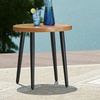 image:imageSignature Design by Ashley Horizon Hall Outdoor End Table Round 22 WoodLook Patio Side Table Aluminum with Tapered Legs Casual Modern Patio Furniture Accent for Porches TwoTone Brown