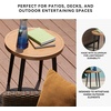 image:imageSignature Design by Ashley Horizon Hall Outdoor End Table Round 22 WoodLook Patio Side Table Aluminum with Tapered Legs Casual Modern Patio Furniture Accent for Porches TwoTone Brown