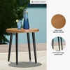 image:imageSignature Design by Ashley Horizon Hall Outdoor End Table Round 22 WoodLook Patio Side Table Aluminum with Tapered Legs Casual Modern Patio Furniture Accent for Porches TwoTone Brown