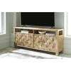 image:imageSignature Design by Ashley Hudwick Farmhouse 4Door Accent Cabinet with 2 Adjustable Shelves Light Brown