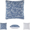 image:imageSignature Design by Ashley Jaycott NextGen Nuvella Contemporary IndoorOutdoor Weather Resistant Geometric Pillow with Machine Washable Cover Set of 4 Blue amp White