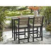 image:imageSignature Design by Ashley Moondance Contemporary Outdoor Weather Resistant Counter Table and 2 Bar Stools Set of 3 Black amp Light Brown