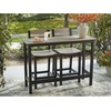 image:imageSignature Design by Ashley Moondance Contemporary Outdoor Weather Resistant Counter Table and 2 Bar Stools Set of 3 Black amp Light Brown