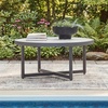 image:imageSignature Design by Ashley North Island Outdoor Coffee Table Contemporary Patio Table With Marble Look Sintered Stone Top RustResistant Aluminum for Porch or Patio Gray