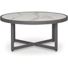 image:imageSignature Design by Ashley North Island Outdoor Coffee Table Contemporary Patio Table With Marble Look Sintered Stone Top RustResistant Aluminum for Porch or Patio Gray