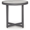 image:imageSignature Design by Ashley North Island Outdoor Side Table PowderCoated Aluminum MarbleLook Sintered Stone Top for Porch or Patio Seating Accent Gray
