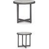 image:imageSignature Design by Ashley North Island Outdoor Side Table PowderCoated Aluminum MarbleLook Sintered Stone Top for Porch or Patio Seating Accent Gray