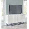 image:imageSignature Design by Ashley Ornawel Contemporary 4Door Accent Cabinet with 2 Shelves Step Pattern and Lightly Distressed Finish White