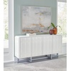 image:imageSignature Design by Ashley Ornawel Contemporary 4Door Accent Cabinet with 2 Shelves Step Pattern and Lightly Distressed Finish White