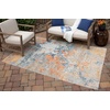 image:imageSignature Design by Ashley Wraylen 53 x 7 Blue and Burnt Orange Rug IndoorOutdoor Low Pile Machine Woven Style 92 Polyester 8 Polypropylene for Patios or Living Rooms Multi Color53 x 7 Rectangular