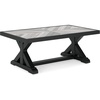 image:imageSignature Design by Ashley Beachcroft Farmhouse Weather and Rust Resistant Outdoor Coffee Table with Porcelain Tabletop Black amp Light GrayBlack