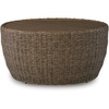 image:imageSignature Design by Ashley Cardiff Beach Outdoor Coffee Table AllWeather Wicker Aluminum with WoodLook Top Poolside Patio Outside Table for Backyard or Deck
