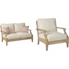 image:imageSignature Design by Ashley Clare View Coastal Outdoor Patio Eucalyptus Loveseat with Cushions Beige amp Clare View Outdoor Eucalyptus Wood Single Cushioned Lounge Chair BeigeLoveseat