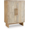 image:imageSignature Design by Ashley Dallinbury Accent Cabinet with Doors Solid Mango Wood Construction for Living Room Entryway Or Dining Space WhitewashNatural