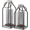image:imageSignature Design by Ashley Diedrick Rustic Lantern Set of 2 IndoorOutdoor Galvanized Metal Antiqued Finish Glass Shade Holds 3 in Pillar Candles Not Included 19 amp17 Gray and BlackRustic