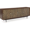 image:imageSignature Design by Ashley Dreggan Casual Diamond Patterned 4Door Accent Cabinet with 2 Shelves and Cord Management Dark Brown amp Gray