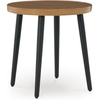 image:imageSignature Design by Ashley Horizon Hall Outdoor End Table Round 22 WoodLook Patio Side Table Aluminum with Tapered Legs Casual Modern Patio Furniture Accent for Porches TwoTone Brown
