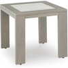 image:imageSignature Design by Ashley Kimpton Isle Contemporary Outdoor Fade and Rust Resistant Coffee Table with Stone Tabletop Light BrownKimpton Isle Square End Table