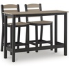 image:imageSignature Design by Ashley Moondance Contemporary Outdoor Weather Resistant Counter Table and 2 Bar Stools Set of 3 Black amp Light Brown