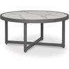 image:imageSignature Design by Ashley North Island Outdoor Coffee Table Contemporary Patio Table With Marble Look Sintered Stone Top RustResistant Aluminum for Porch or Patio Gray