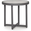 image:imageSignature Design by Ashley North Island Outdoor Side Table PowderCoated Aluminum MarbleLook Sintered Stone Top for Porch or Patio Seating Accent Gray