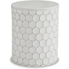 image:imageSignature Design by Ashley Polly Geometric Honeycomb Indoor Outdoor Accent Stool or Table WhiteHoneycomb