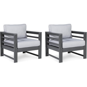 image:imageSignature Design by Ashley Amora Outdoor HDPE Patio End Table Charcoal GrayLounge Chair Set