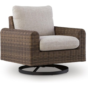 image:imageSignature Design by Ashley Angel Island Outdoor Rocking Chair 360Degree Swivel Lounge Comfort Aluminum Frame Resin Wicker With Nuvella Fabric For Patio Porch Deck