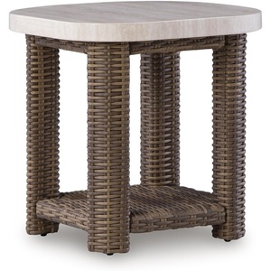 image:imageSignature Design by Ashley Angel Island Outdoor Table AllWeather Resin Wicker and Aluminum Compact Shelf Design for Patio Poolside and Deck Use Outside Living