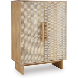 image:imageSignature Design by Ashley Dallinbury Accent Cabinet with Doors Solid Mango Wood Construction for Living Room Entryway Or Dining Space WhitewashNatural