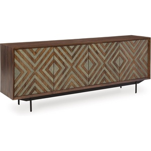image:imageSignature Design by Ashley Dreggan Casual Diamond Patterned 4Door Accent Cabinet with 2 Shelves and Cord Management Dark Brown amp Gray
