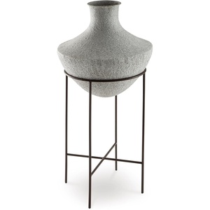 image:imageSignature Design by Ashley Estonbank Vase Distressed Cream Metal Floor Vase with Espresso Brown Stand for Faux Florals amp Seasonal Indoor Outdoor Decor 1413 W x 1413 D x 285 H1525 W x 1525 D x 35 H