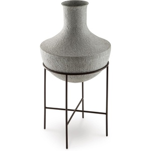 image:imageSignature Design by Ashley Estonbank Vase Distressed Cream Metal Floor Vase with Espresso Brown Stand for Faux Florals amp Seasonal Indoor Outdoor Decor 1413 W x 1413 D x 285 H1413 W x 1413 D x 28 H