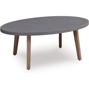 image:imageSignature Design by Ashley Francis Beach Outdoor Coffee Table WoodLook Aluminum Frame With StoneLook Top WeatherReady Outside Patio Table for Deck or Poolside 48 W x 30 D x 18 H
