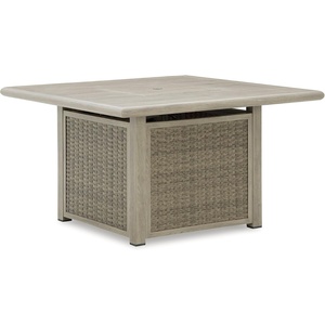 image:imageSignature Design by Ashley Haven Retreat Casual Weather Resistant Outdoor Fire Pit Table with 50000 BTU Burner Beige