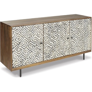 image:imageSignature Design by Ashley Kerrings Modern Glam Accent Cabinet Brown Black and WhiteRustic