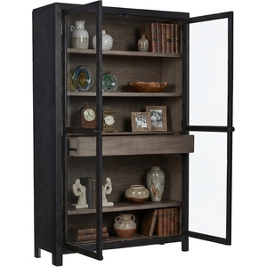 image:imageSignature Design by Ashley Lenston Black Accent Cabinet with Glass Doors