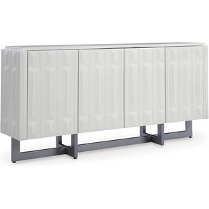 image:imageSignature Design by Ashley Ornawel Contemporary 4Door Accent Cabinet with 2 Shelves Step Pattern and Lightly Distressed Finish White