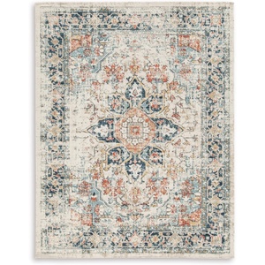 image:imageSignature Design by Ashley Outdoor Rug Blue and Orange Medallion 5 x 7