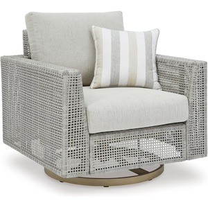 image:imageSignature Design by Ashley Seton Creek Casual Outdoor Weather Resistant Swivel Lounge Chair with Removable Cushion Gray