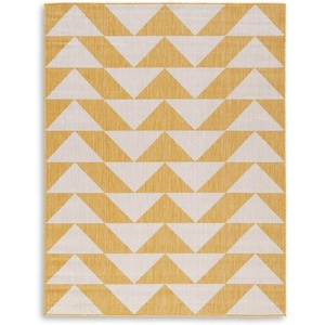 image:imageSignature Design by Ashley Thomley Casual IndoorOutdoor Geometric 5 x 7 Rug with Non Slip Backing Yellow amp White53 x 611 Rectangular