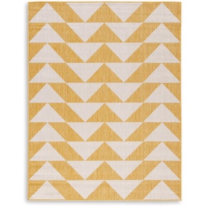 image:imageSignature Design by Ashley Thomley Casual IndoorOutdoor Geometric 5 x 7 Rug with Non Slip Backing Yellow amp White79 x 911 Rectangular