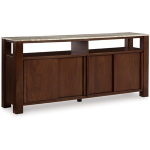 image:imageSignature Design by Ashley Tobinville Contemporary 4Door Accent Cabinet with Fixed Shelves Dark Brown