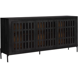 image:imageSignature Design by Ashley Vallisburg Casual Accent Cabinet with 3 Doors and Adjustable Shelves Black amp Light Brown