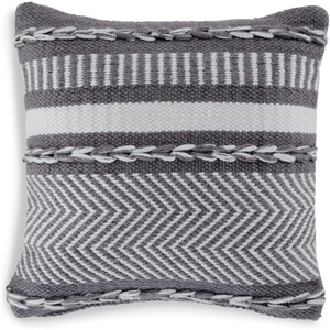 image:imageSignature Design by Ashley Yarnley Casual Square IndoorOutdoor Pillow with Stripe Design 16 x 16 Gray amp WhiteGray  White