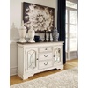 image:imageSignature Design by Ashley Realyn Dining Server 59 in W Chipped WhiteAntiqued White  Medium Brown