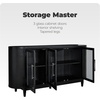 image:imageSignature Design by Ashley Rowanbeck Modern Glass Dining Server with 2 Adjustable Shelves and Tapered Legs Black amp Gray