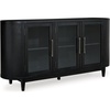 image:imageSignature Design by Ashley Rowanbeck Modern Glass Dining Server with 2 Adjustable Shelves and Tapered Legs Black amp Gray